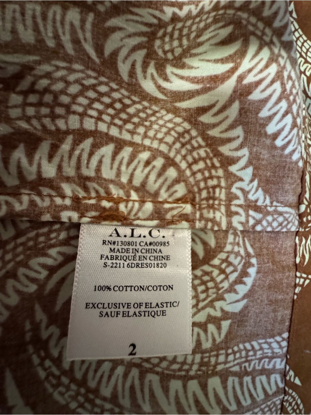 NWT A.L.C. Laura Cotton Poplin Maxi Dress Size 2 Cognac Brown & Green Ash Print - Picture 12 of 14